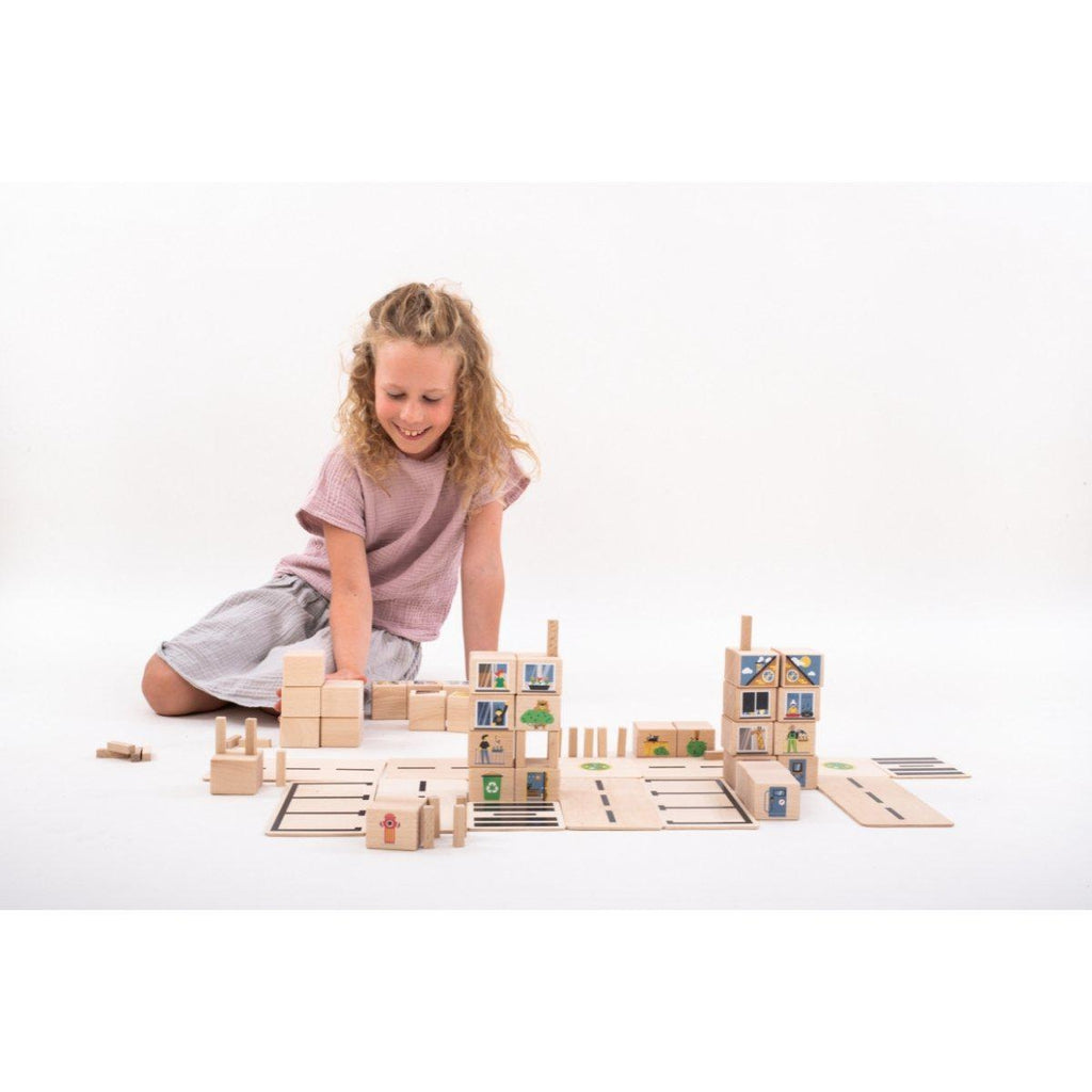 Byggesett I Tre Trykte Motiver 68 Deler Small Just Blocks