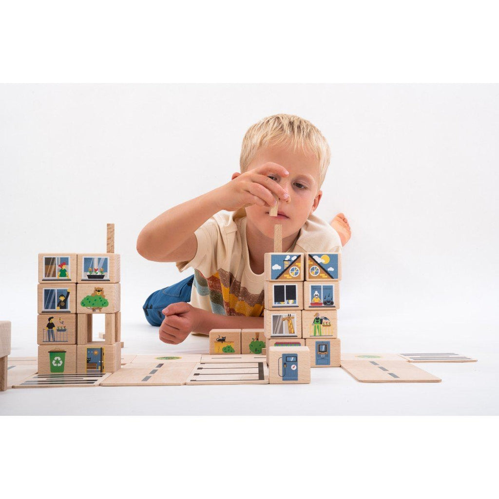 Byggesett I Tre Trykte Motiver 68 Deler Small Just Blocks