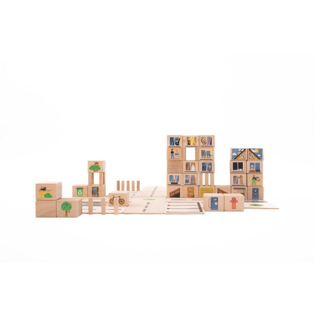 Byggesett I Tre Trykte Motiver 68 Deler Small Just Blocks