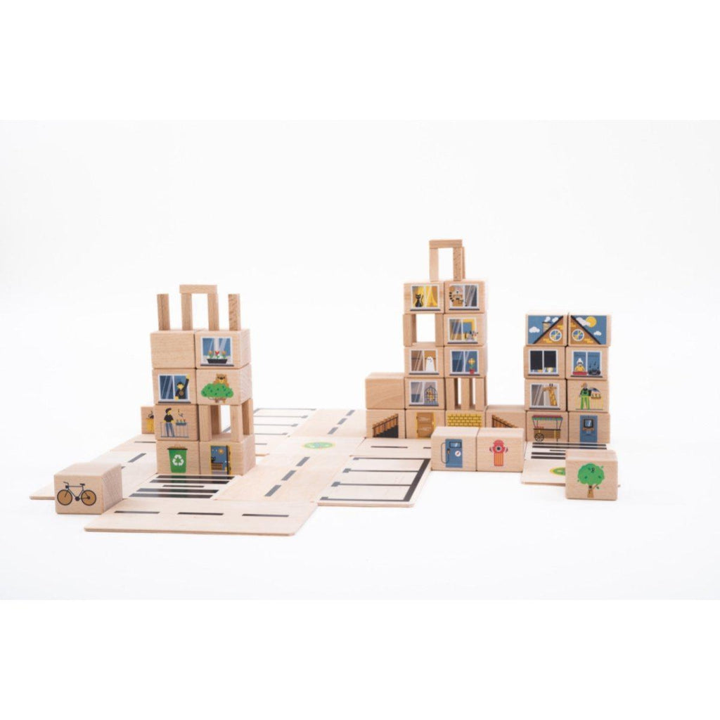 Byggesett I Tre Trykte Motiver 68 Deler Small Just Blocks