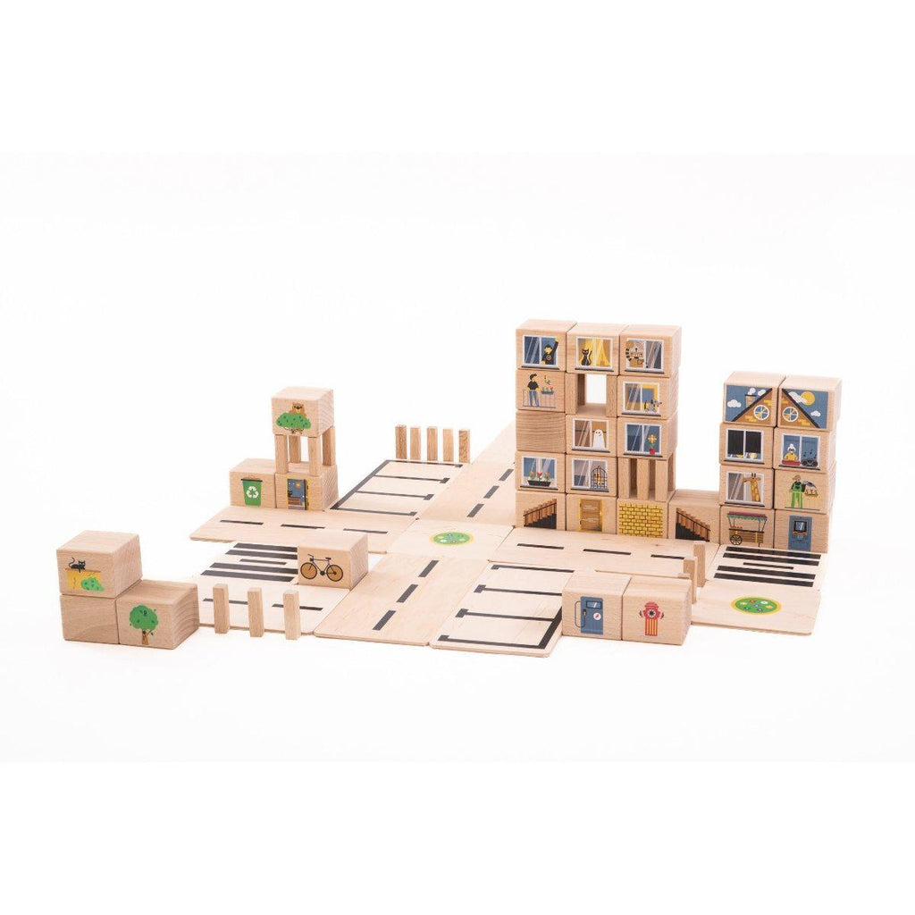 Byggesett I Tre Trykte Motiver 68 Deler Small Just Blocks