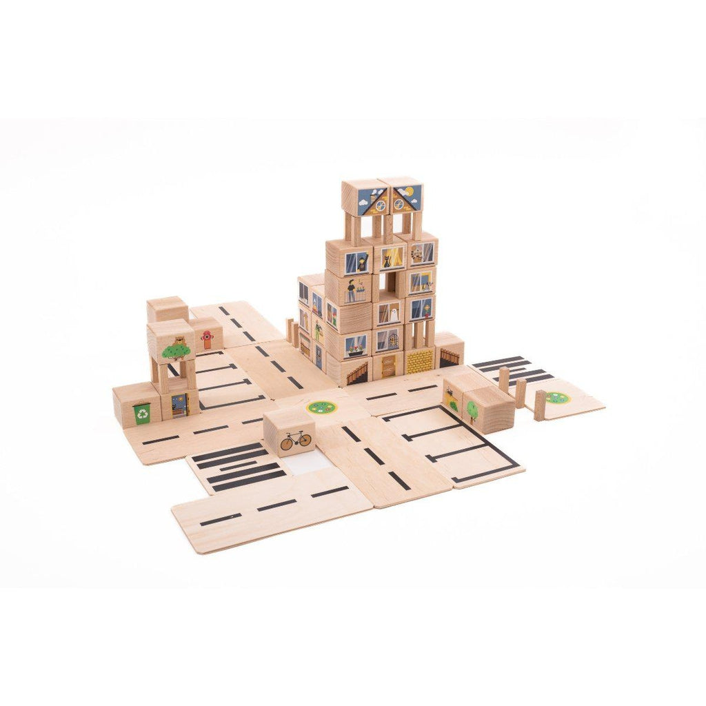 Byggesett I Tre Trykte Motiver 68 Deler Small Just Blocks