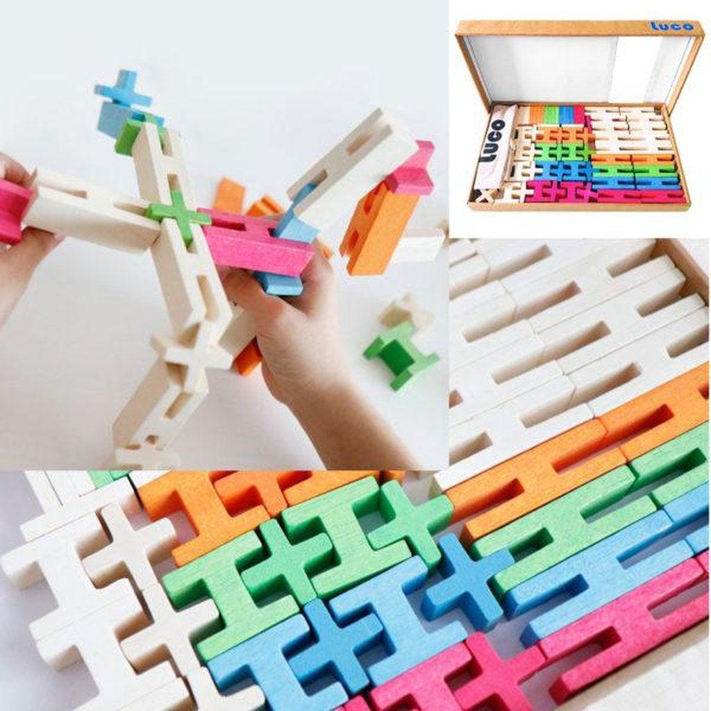 Byggeklosser Tre Miljøvennlige Farger 65 Deler Luco Toys