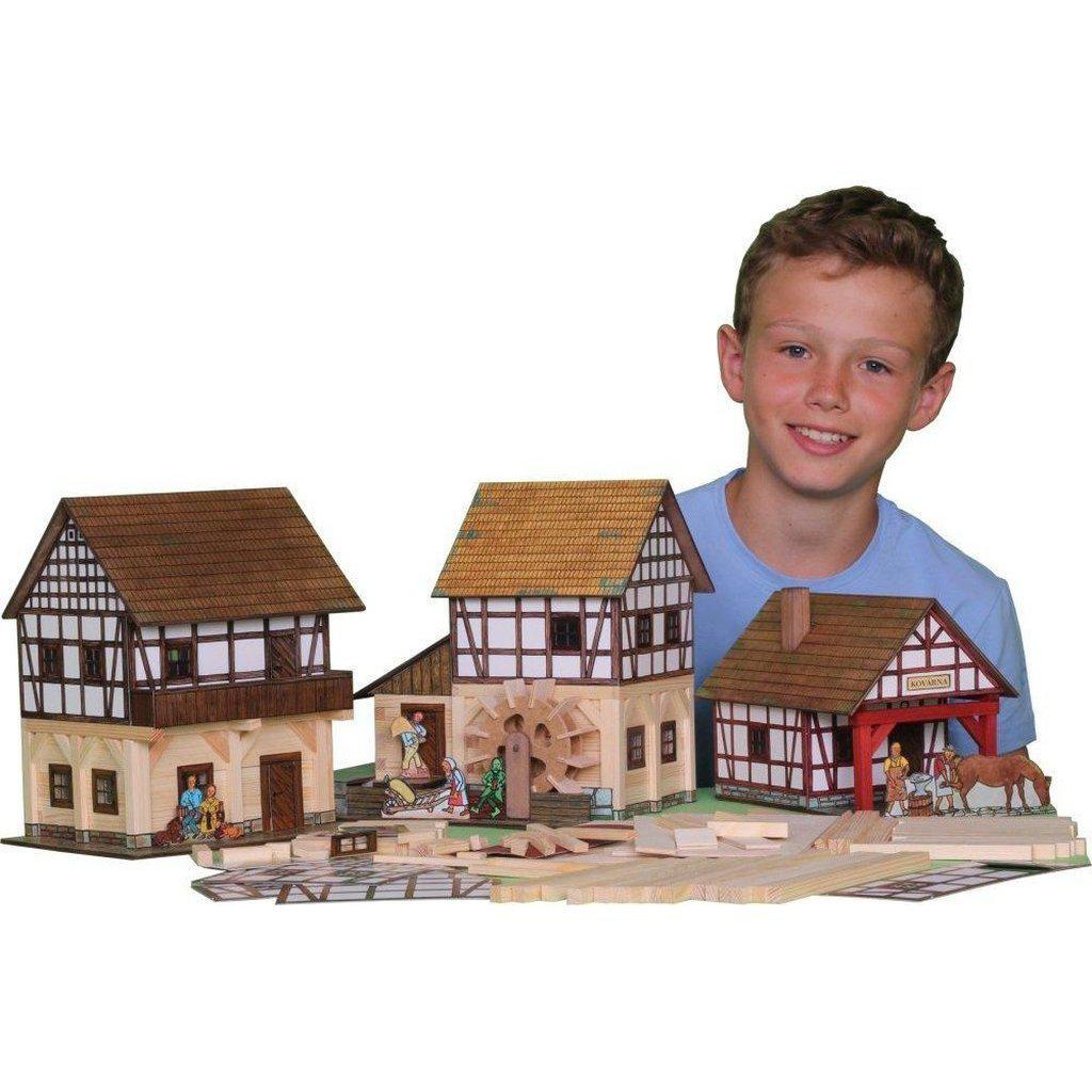 Modellbyggesett Presisjon Tre Mini Hvit Vannmølle Walachia