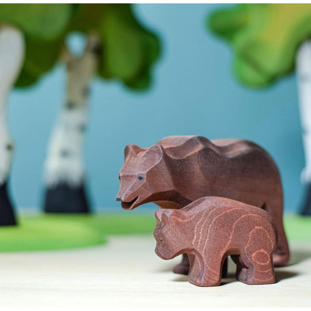 Trefigur Håndlaget Liten Bjørn Bumbu Toys Giftfri Malt