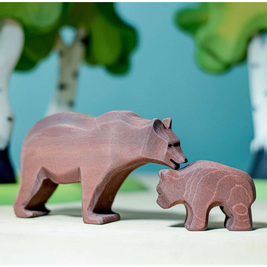Trefigur Håndlaget Liten Bjørn Bumbu Toys Giftfri Malt
