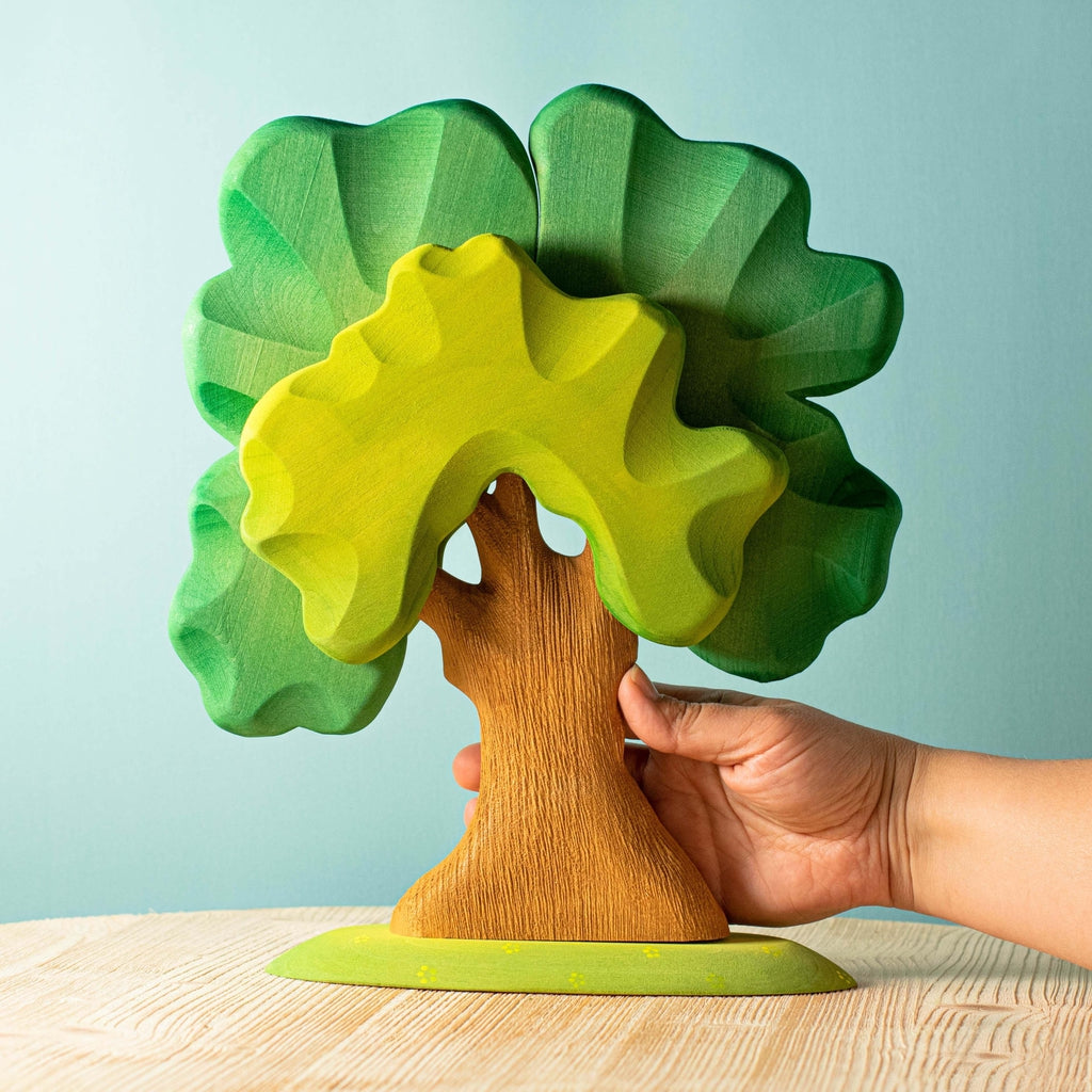 Trefigur i Eik Natur Stor 14 cm Håndlaget Bumbu Toys