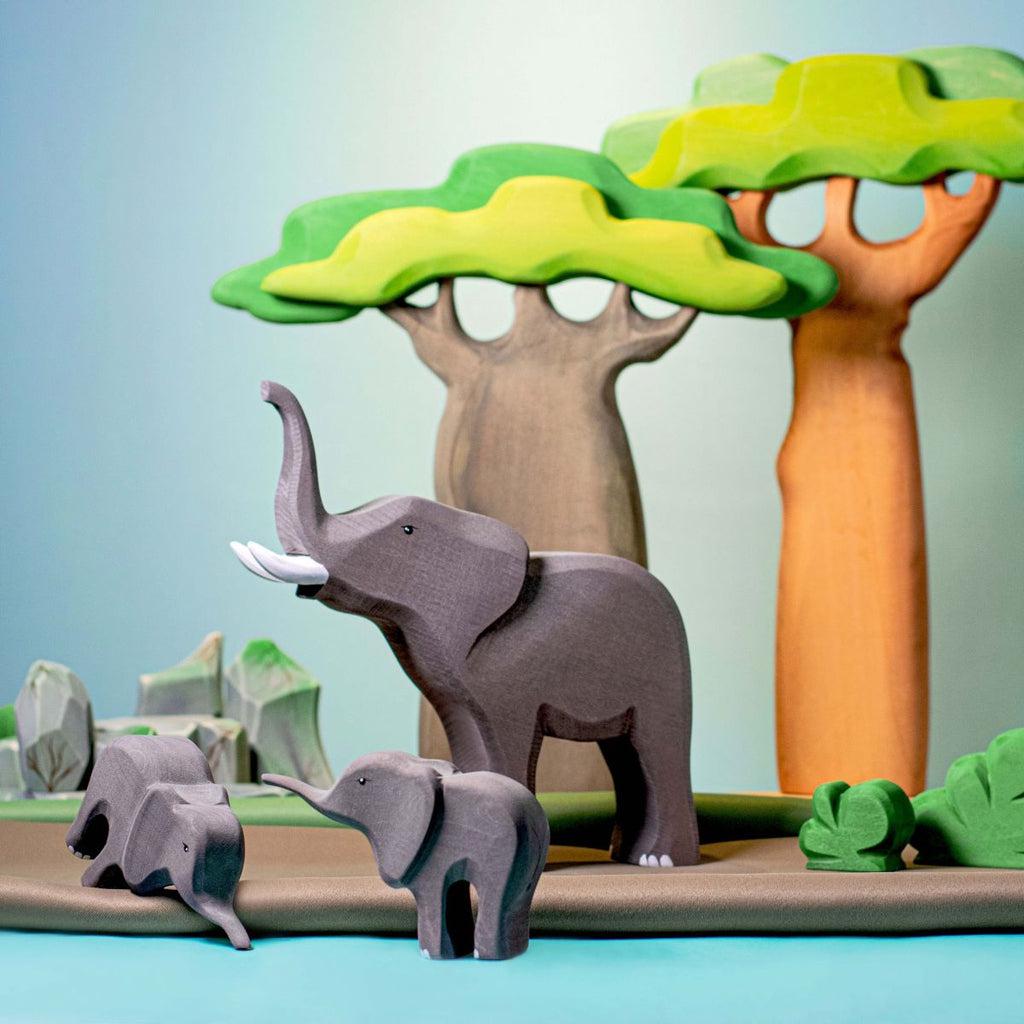 Trefigur Elefant I Massivt Tre 12 Cm Håndlaget Bumbu Toys
