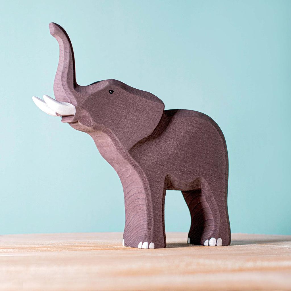 Trefigur Elefant I Massivt Tre 12 Cm Håndlaget Bumbu Toys