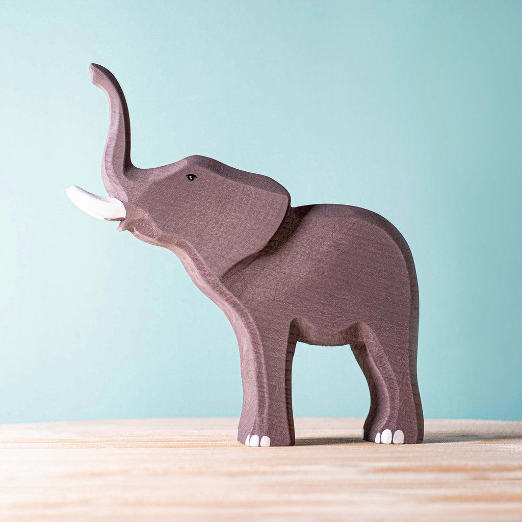 Trefigur Elefant I Massivt Tre 12 Cm Håndlaget Bumbu Toys