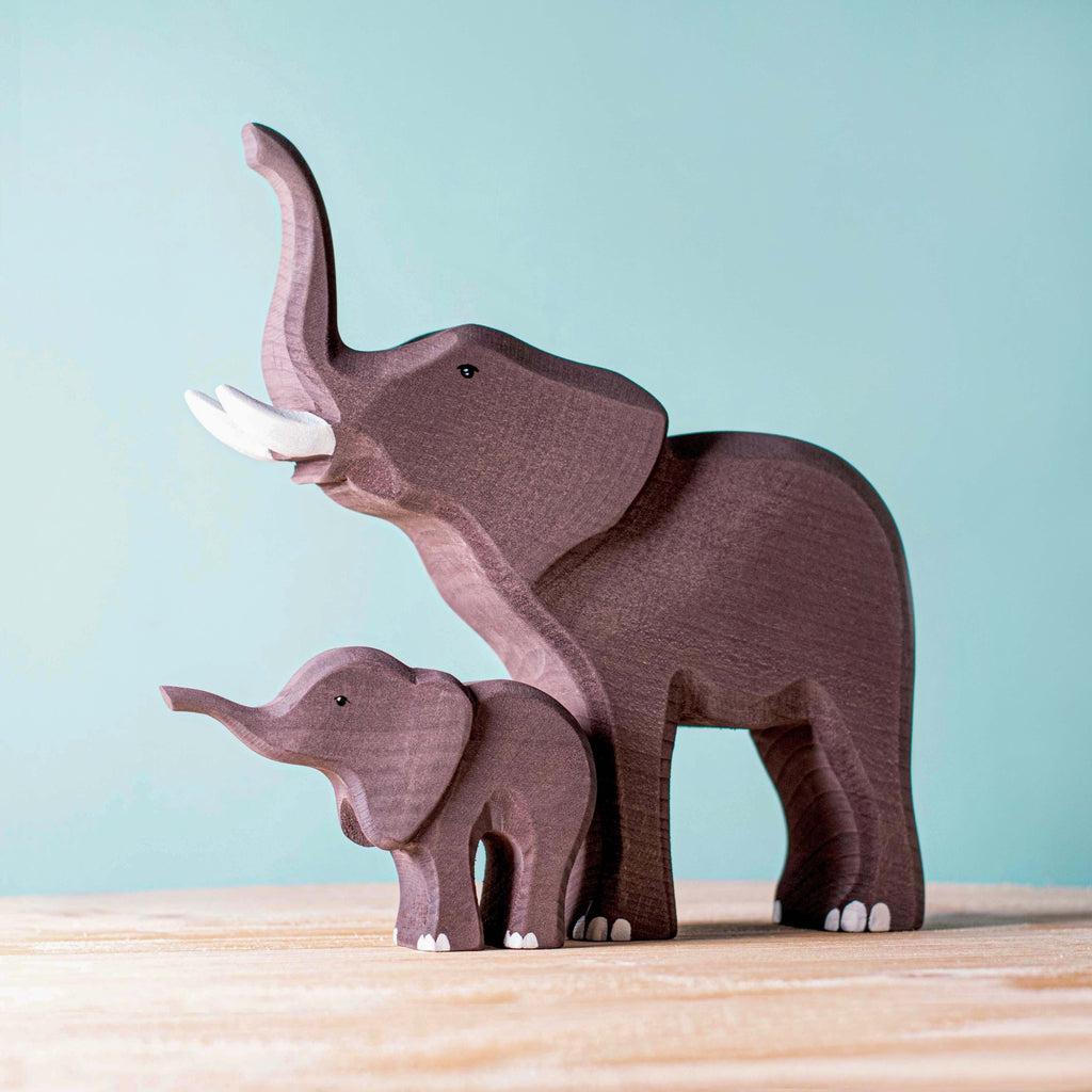 Trefigur Elefant I Massivt Tre 12 Cm Håndlaget Bumbu Toys