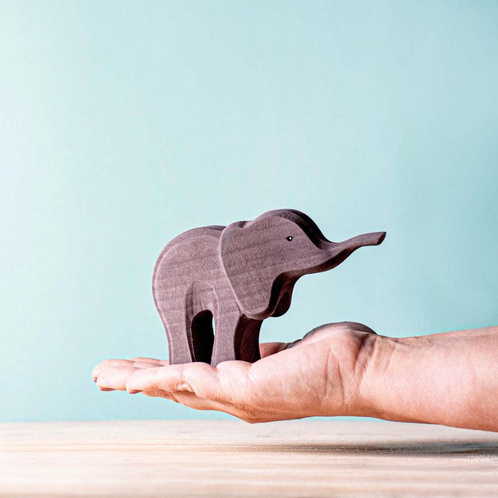 Trefigur I Solid Tre Naturlig Liten Elefantunge Bumbu Toys