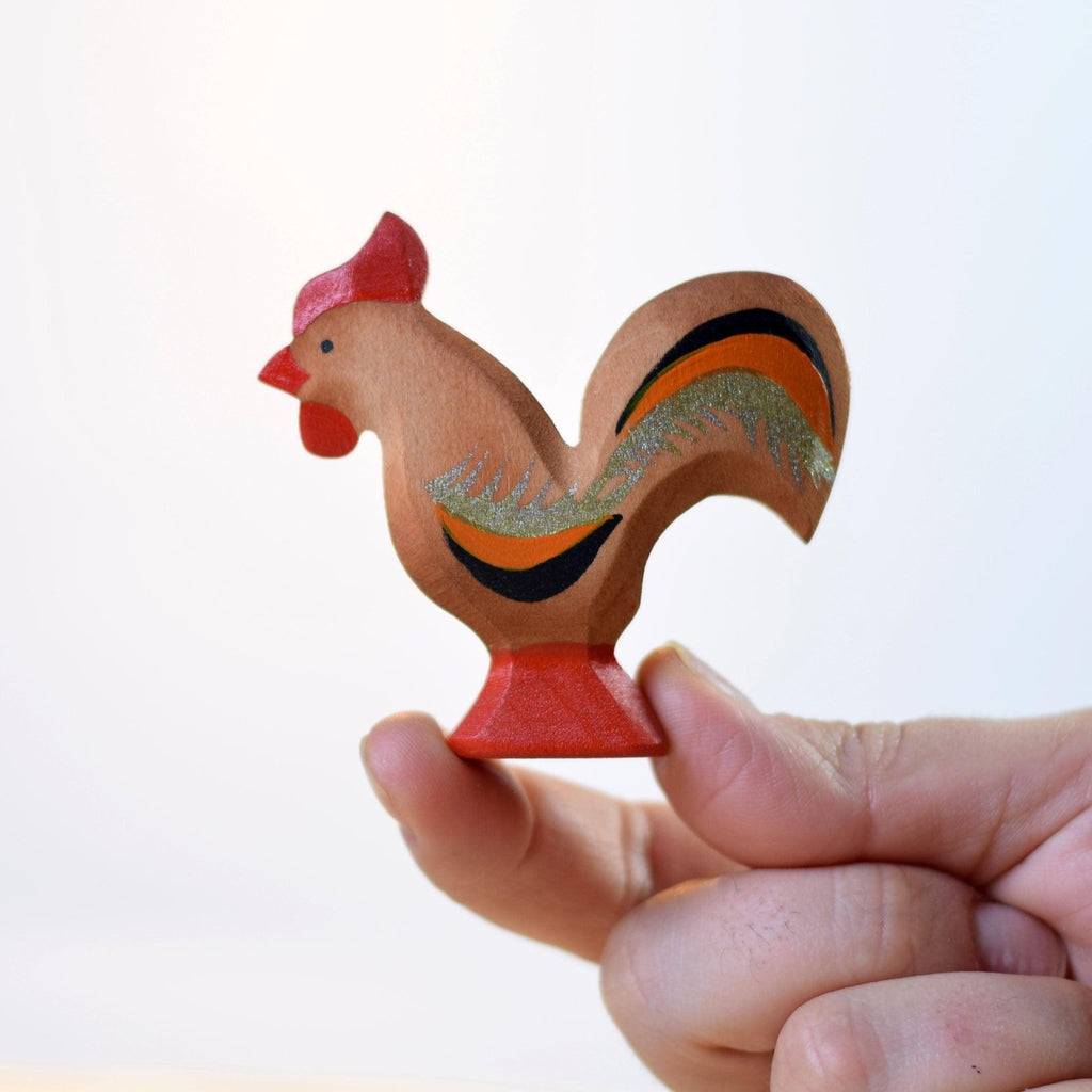 Trefigur Hane i Tre Håndlaget Naturlig Liten Bumbu Toys