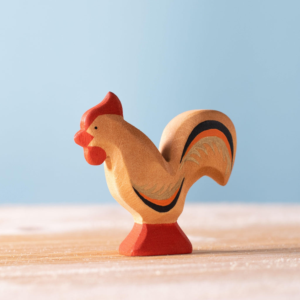 Trefigur Hane i Tre Håndlaget Naturlig Liten Bumbu Toys