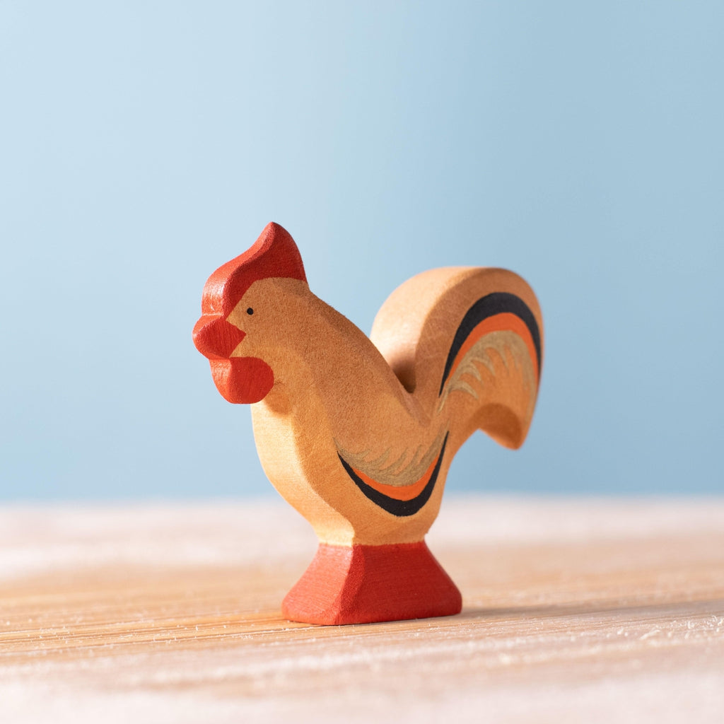 Trefigur Hane i Tre Håndlaget Naturlig Liten Bumbu Toys