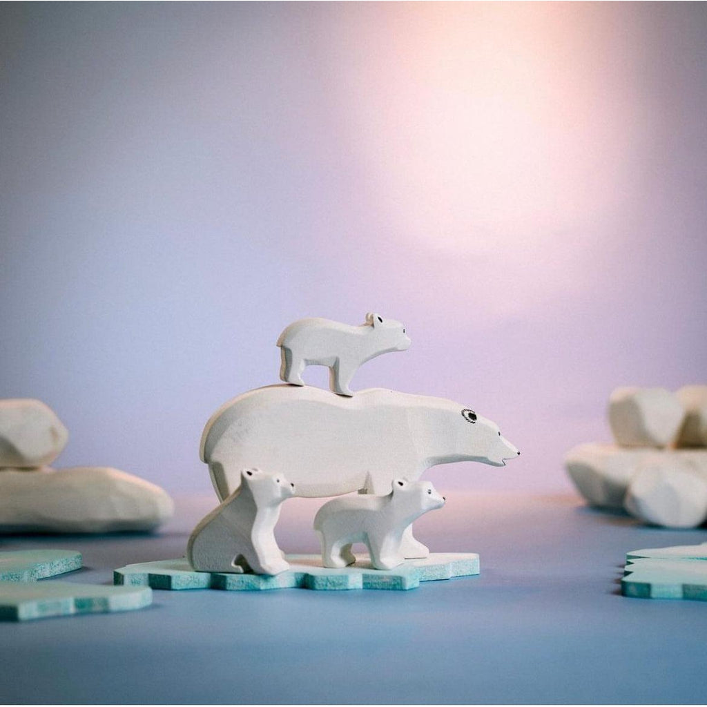 Trefigur Isbjørn Håndlaget Naturlig Tre Liten Bumbu Toys
