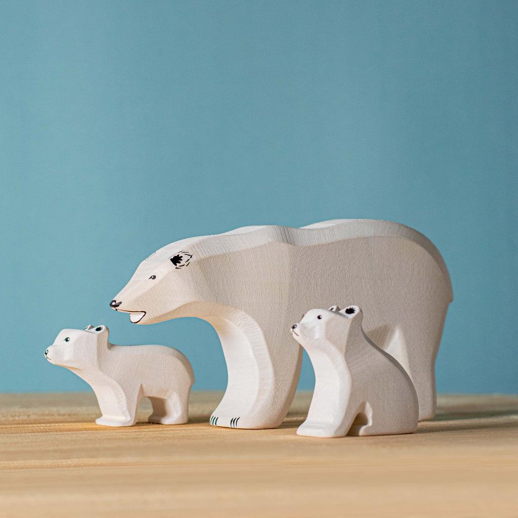 Trefigur Isbjørn Håndlaget Naturlig Tre Liten Bumbu Toys