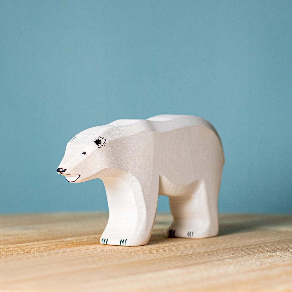Trefigur Isbjørn Håndlaget Naturlig Tre Liten Bumbu Toys