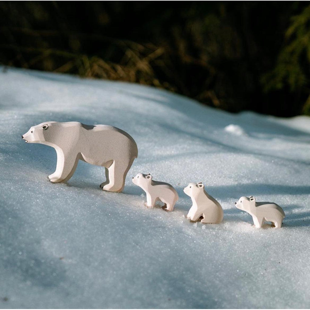 Trefigur Isbjørn Håndlaget Naturlig Tre Liten Bumbu Toys