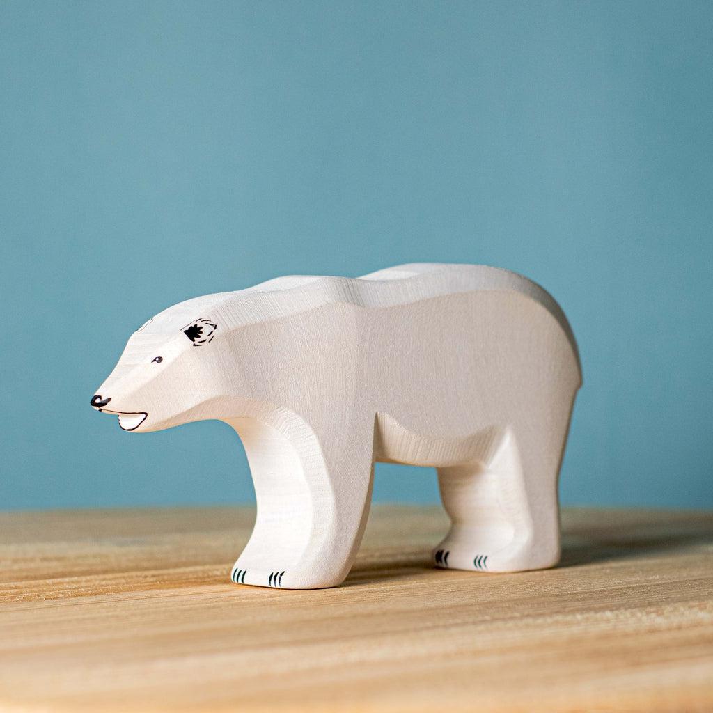 Trefigur Isbjørn Håndlaget Naturlig Tre Liten Bumbu Toys