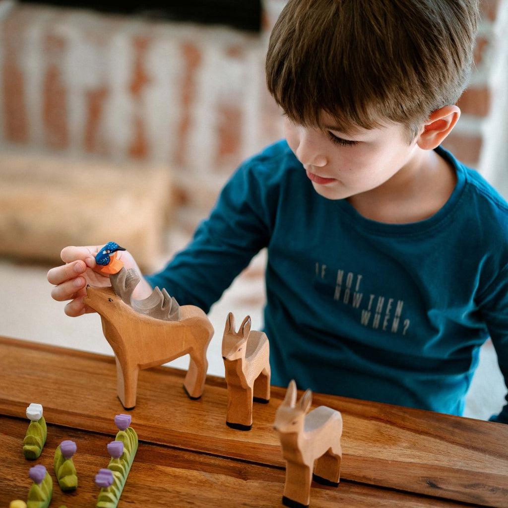 Trefigur i tre Håndlaget Liten Rådyr Hann Bumbu Toys