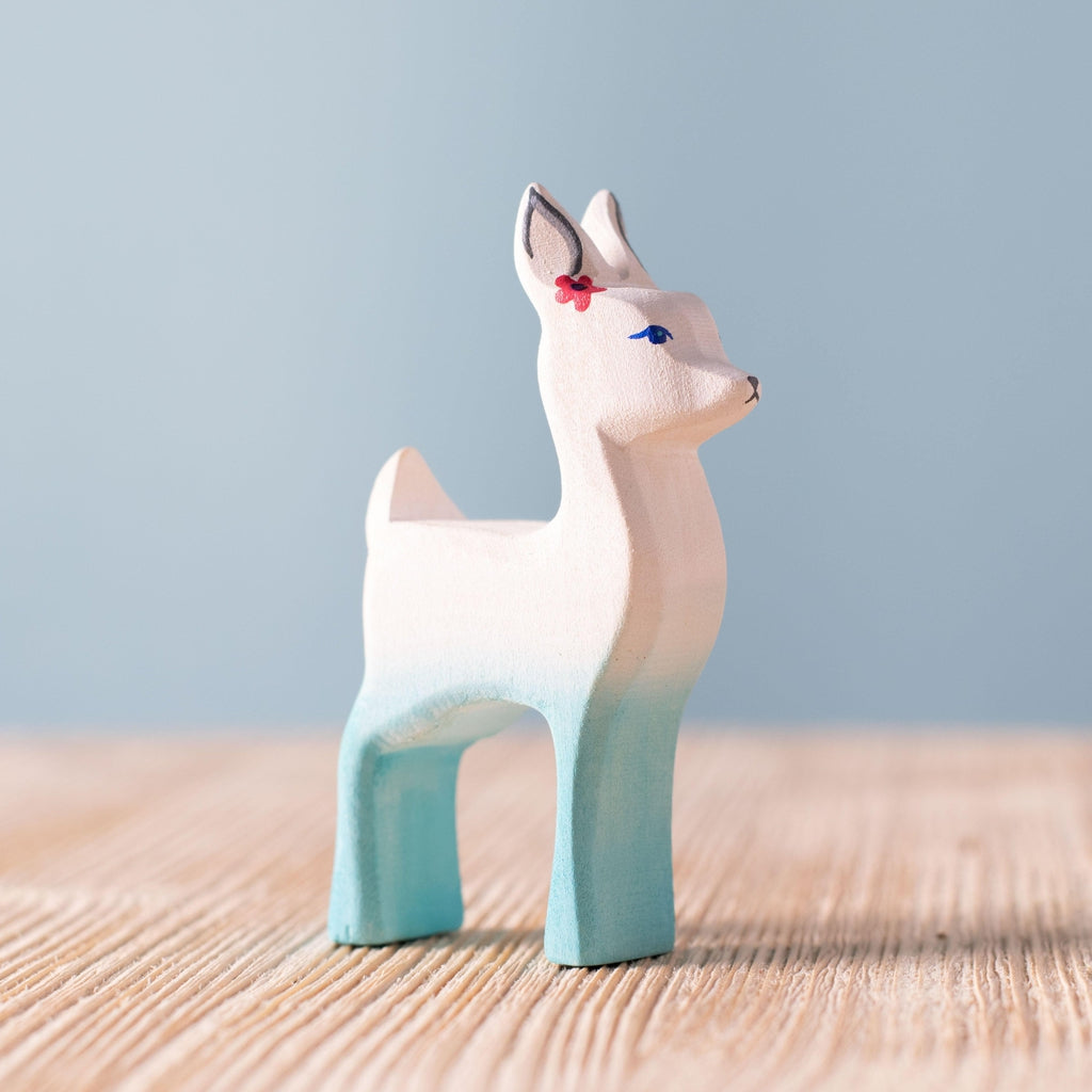 Trefigur Tre Håndmalt Hvit Liten Rådyr For Barn Bumbu Toys