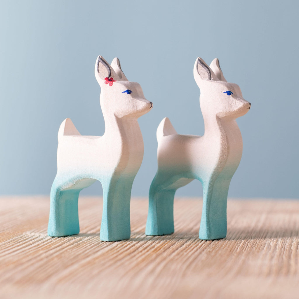 Trefigur Tre Håndmalt Hvit Liten Rådyr For Barn Bumbu Toys