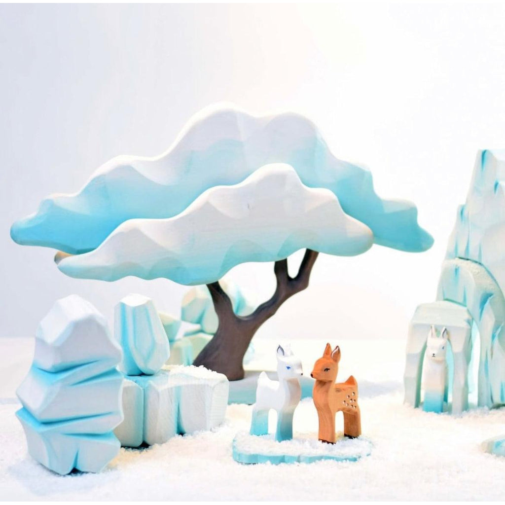 Trefigur Tre Håndmalt Hvit Liten Rådyr For Barn Bumbu Toys