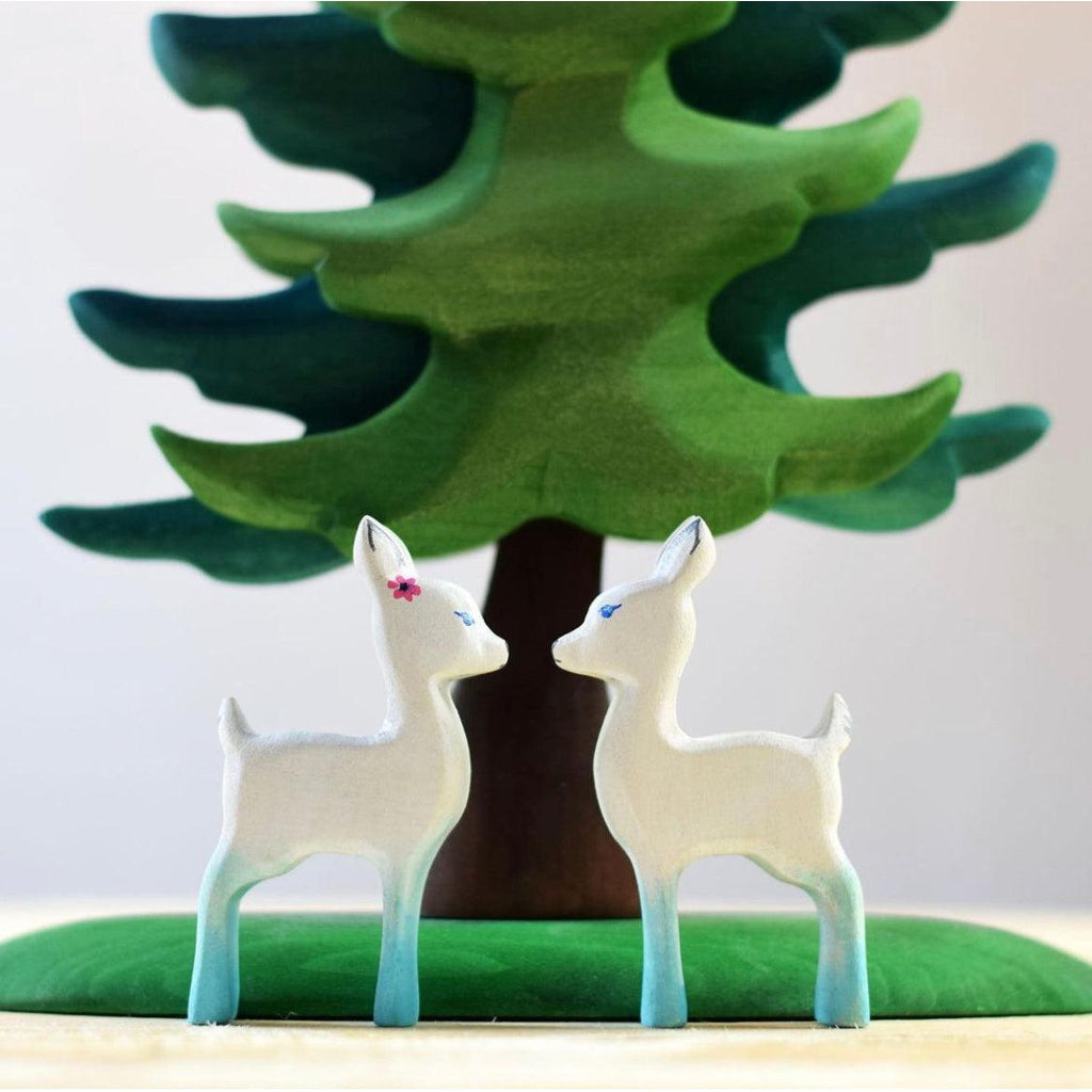 Trefigur Tre Håndmalt Hvit Liten Rådyr For Barn Bumbu Toys