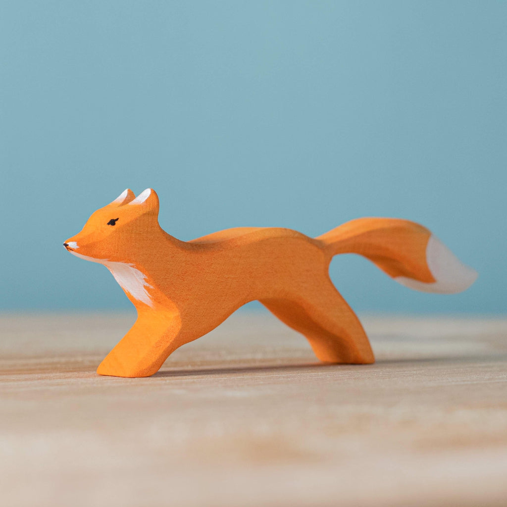 Trefigur Håndlaget Tre Liten Rev Løpende Bumbu Toys