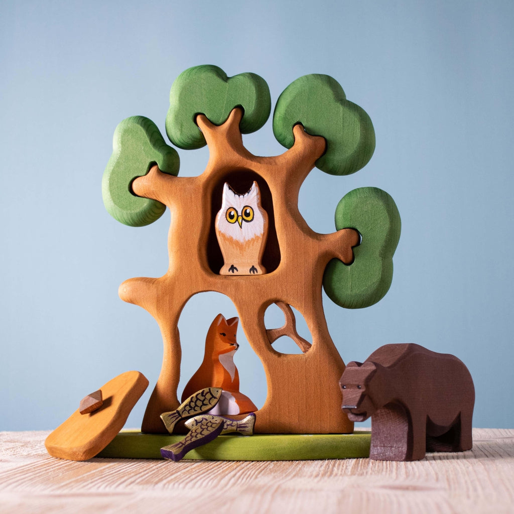 Trefigur Lønnetre Sittende Håndlaget Oljet Bumbu Toys