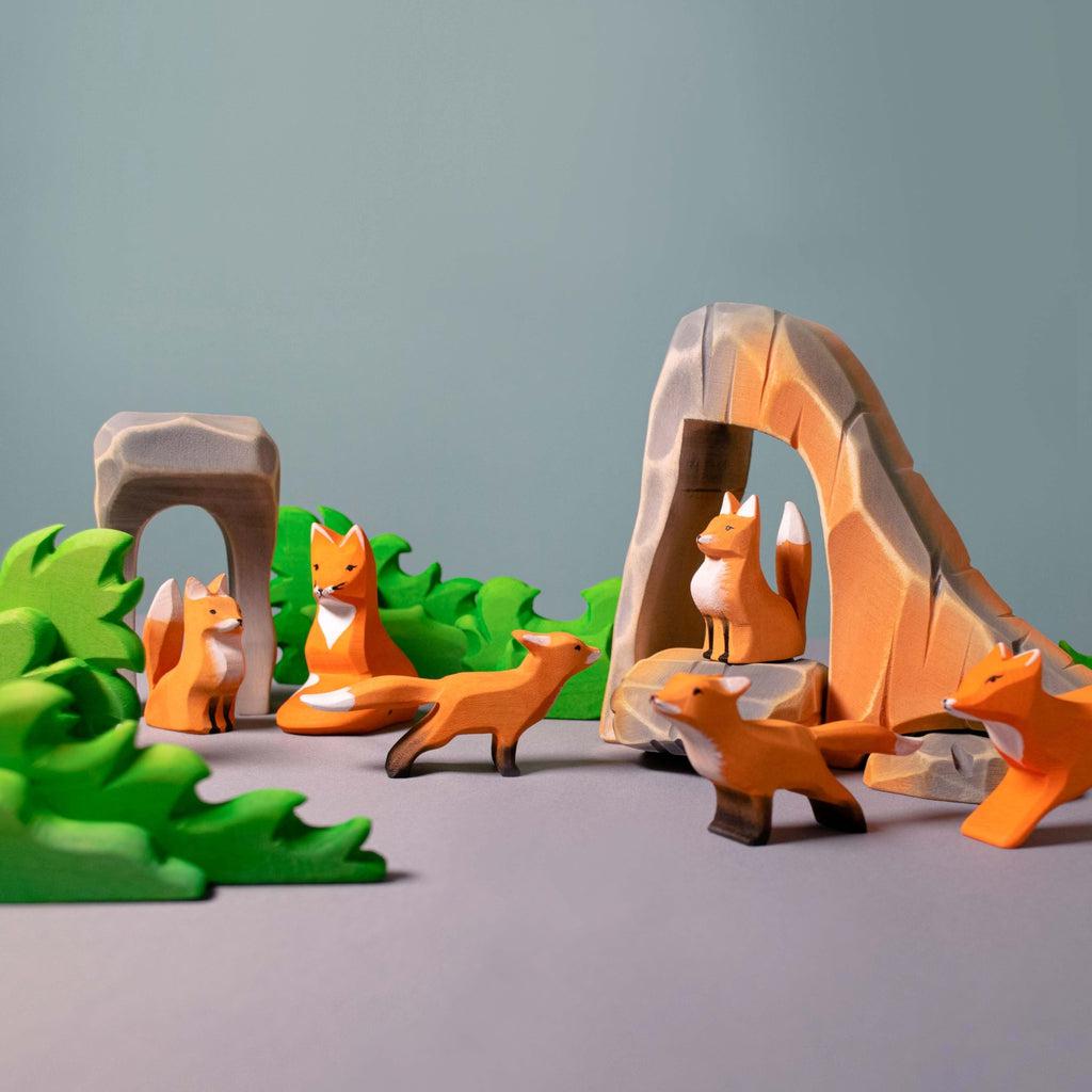 Trefigur Håndlaget Tre Liten Sittende Revunge Bumbu Toys