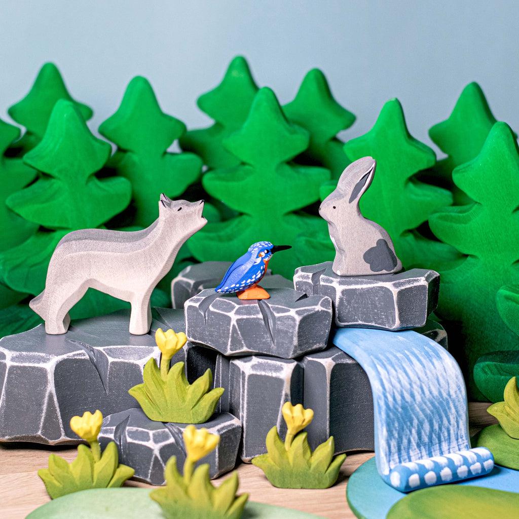 Trefigur Tre Håndlaget Liten Montessori Ulv Bumbu Toys