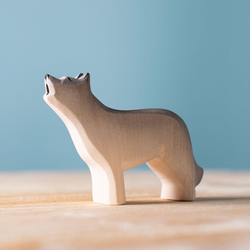 Trefigur Tre Håndlaget Liten Montessori Ulv Bumbu Toys
