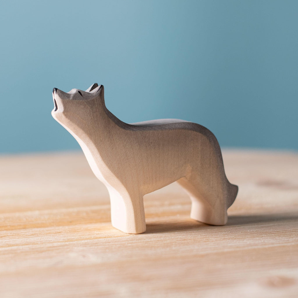 Trefigur Tre Håndlaget Liten Montessori Ulv Bumbu Toys