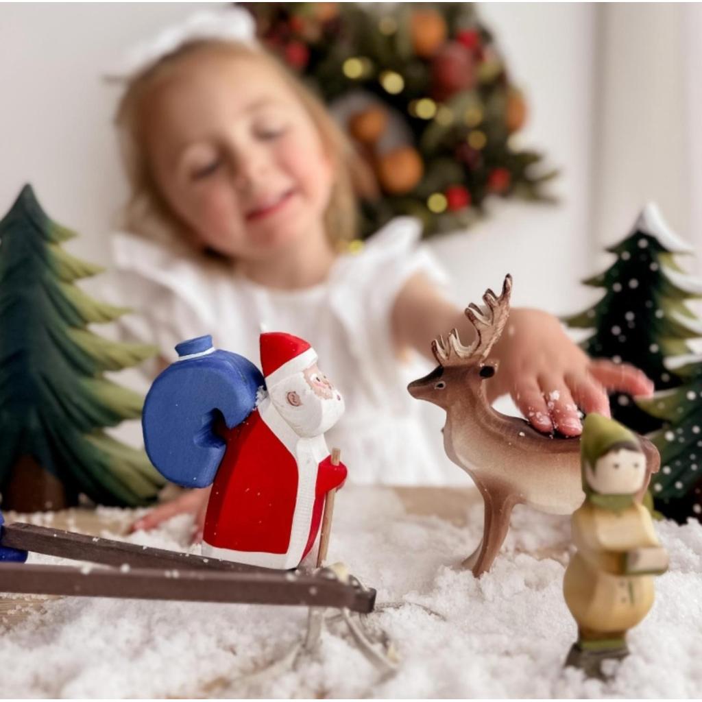 Trefigur Håndlaget Tre Liten Dekorativ Reinsdyr Bumbu Toys