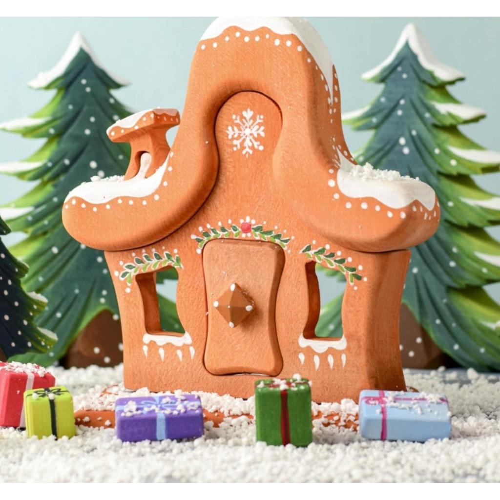 Trefigur Håndmalt Tre 6 Deler Pepperkakehus Bumbu Toys