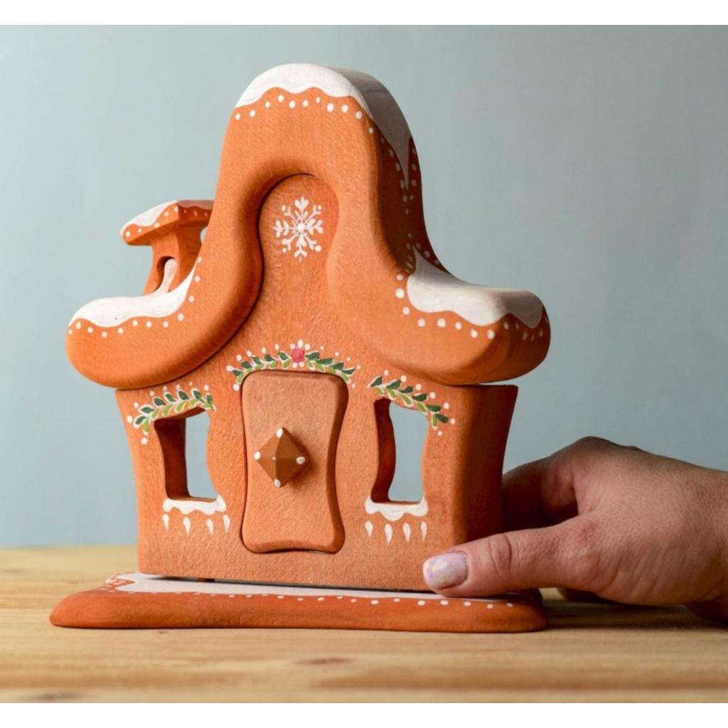 Trefigur Håndmalt Tre 6 Deler Pepperkakehus Bumbu Toys