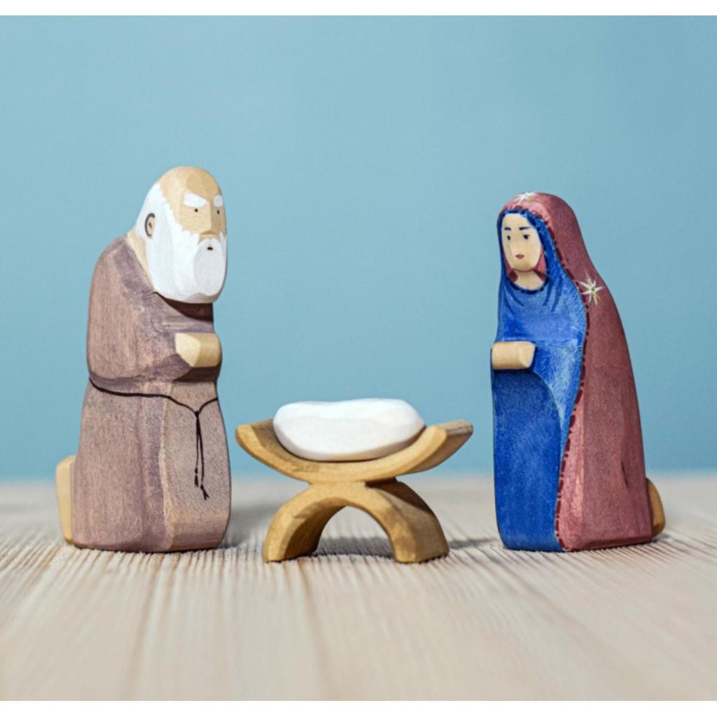 Trefigur i tre Naturstørrelse Jesus Krybbe Bumbu Toys