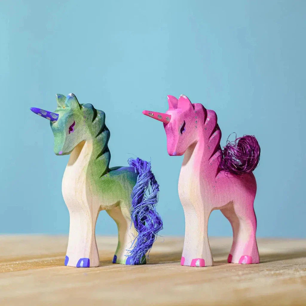 Trefigurer I Tre Håndlaget Sett 2 Enhjørning Kalv Bumbu Toys