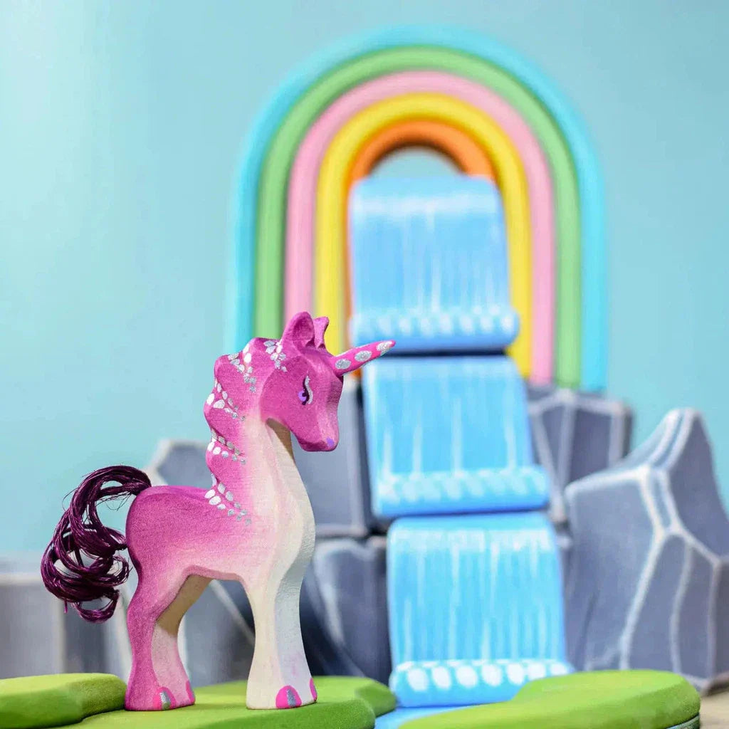 Trefigurer I Tre Håndlaget Sett 2 Enhjørning Kalv Bumbu Toys