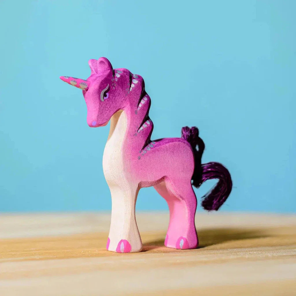 Trefigurer I Tre Håndlaget Sett 2 Enhjørning Kalv Bumbu Toys