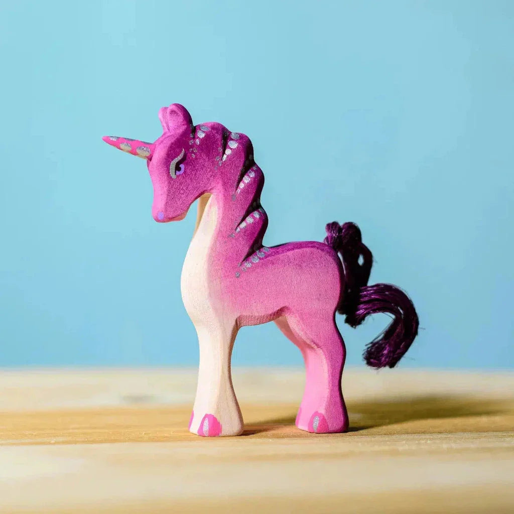 Trefigurer I Tre Håndlaget Sett 2 Enhjørning Kalv Bumbu Toys