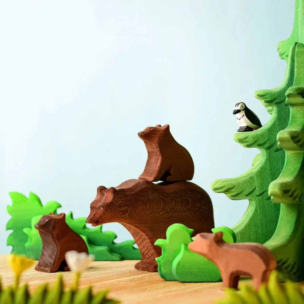 Trefigur I Tre Naturlig Liten Sittende Håndlaget Bumbu Toys