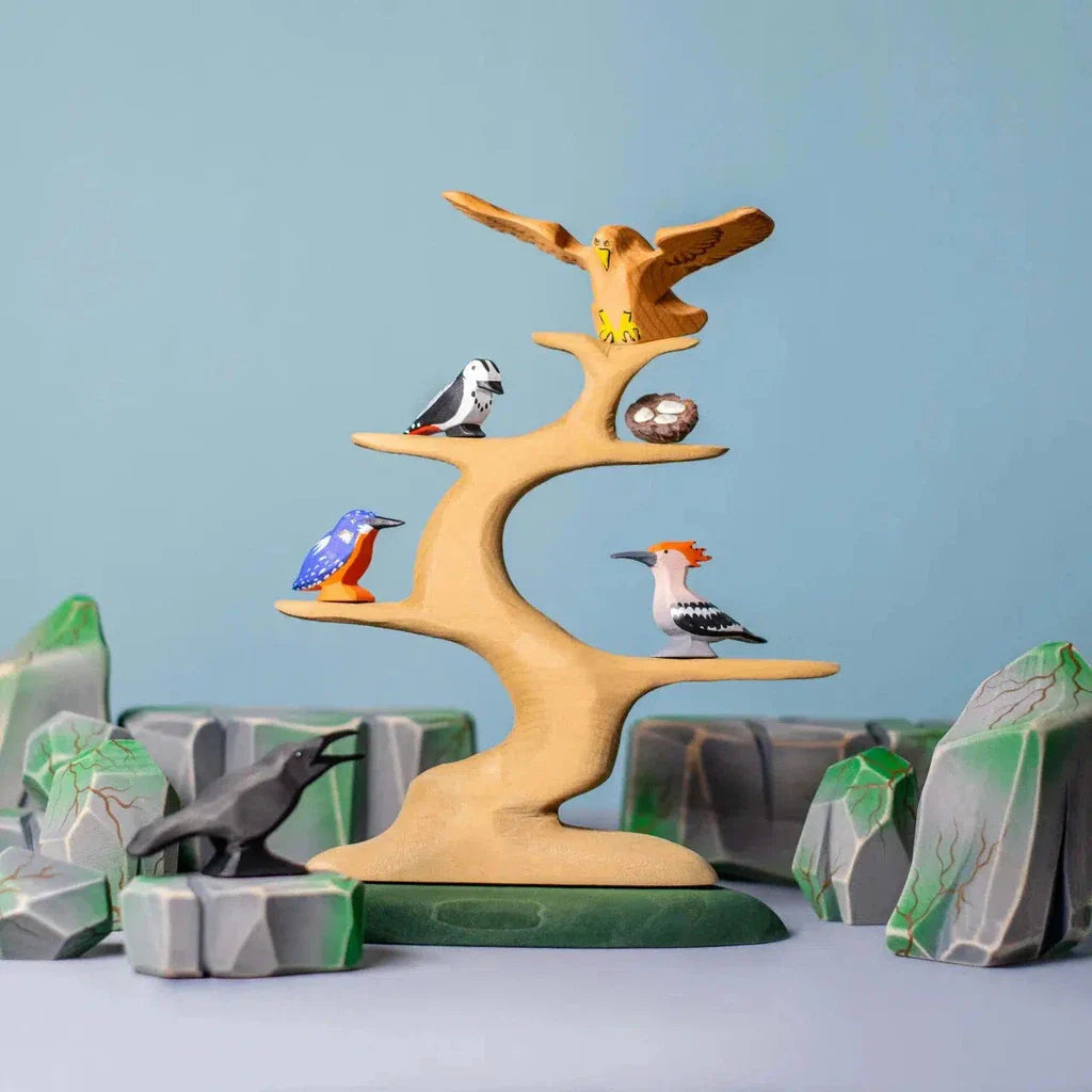 Trefigur Håndlaget Tre Mellomstor Fugletre Bumbu Toys