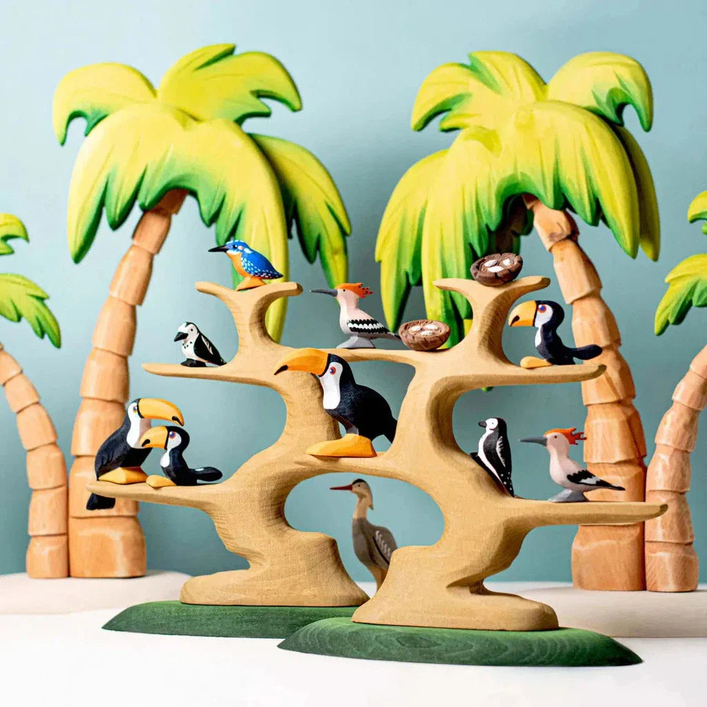 Trefigur Håndlaget Tre Mellomstor Fugletre Bumbu Toys