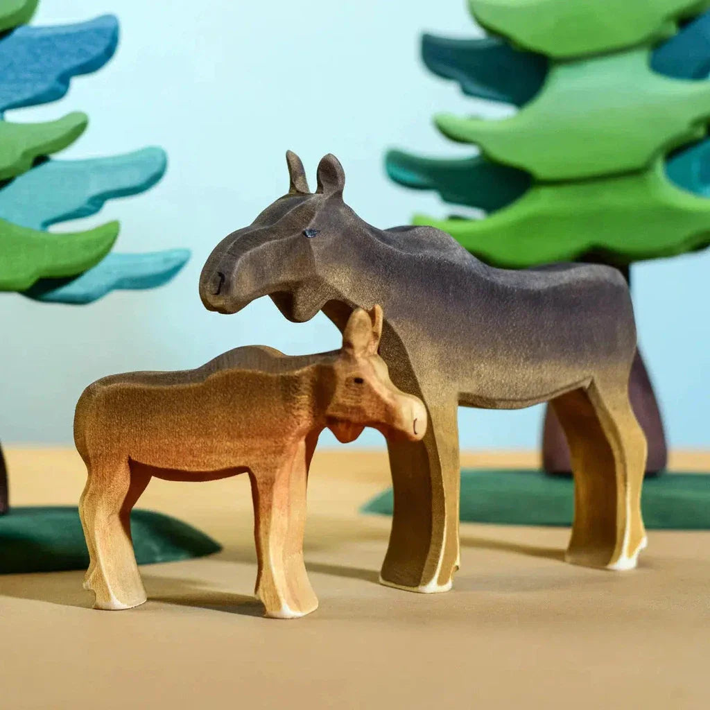 Trefigur Håndlaget Småbarnsvennlig Liten Elgku Bumbu Toys