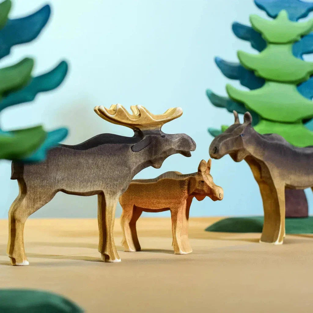 Trefigur Håndlaget Småbarnsvennlig Liten Elgku Bumbu Toys