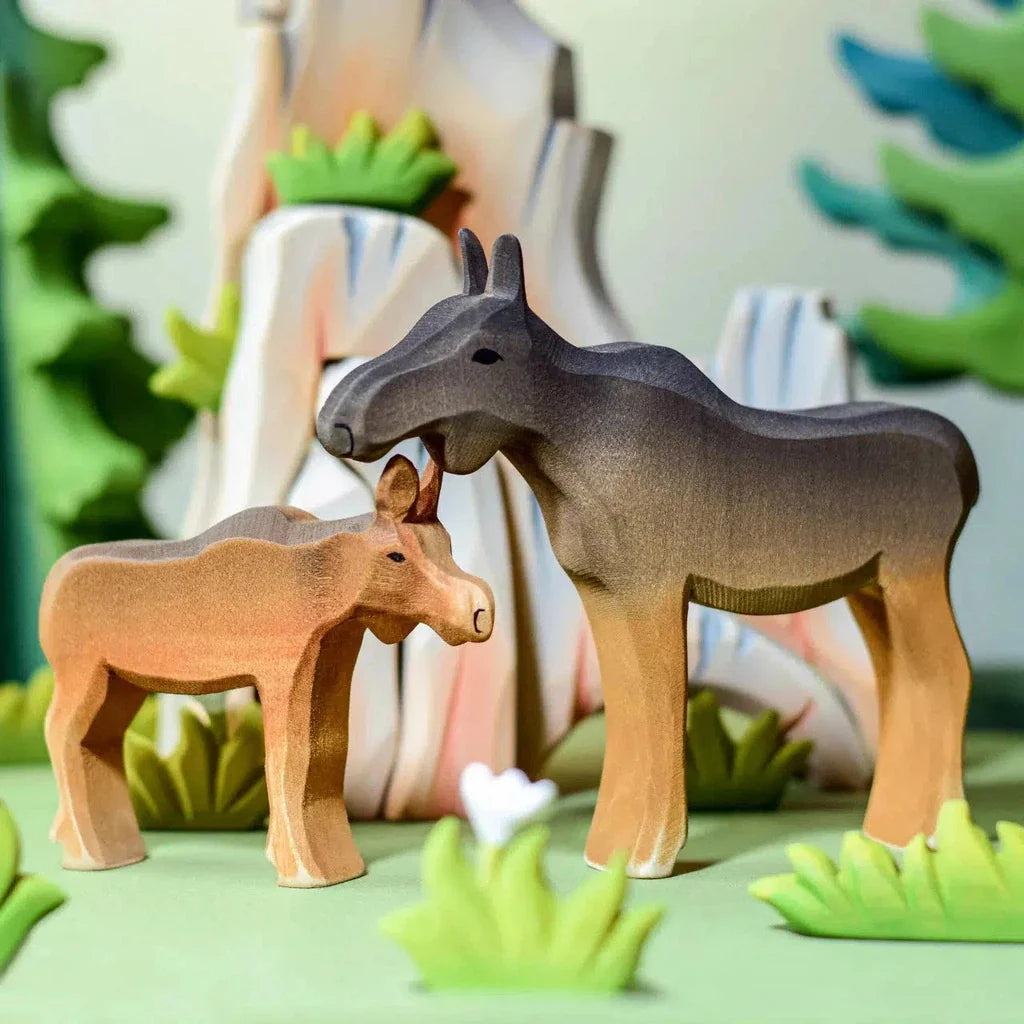 Trefigur Håndlaget Småbarnsvennlig Liten Elgku Bumbu Toys