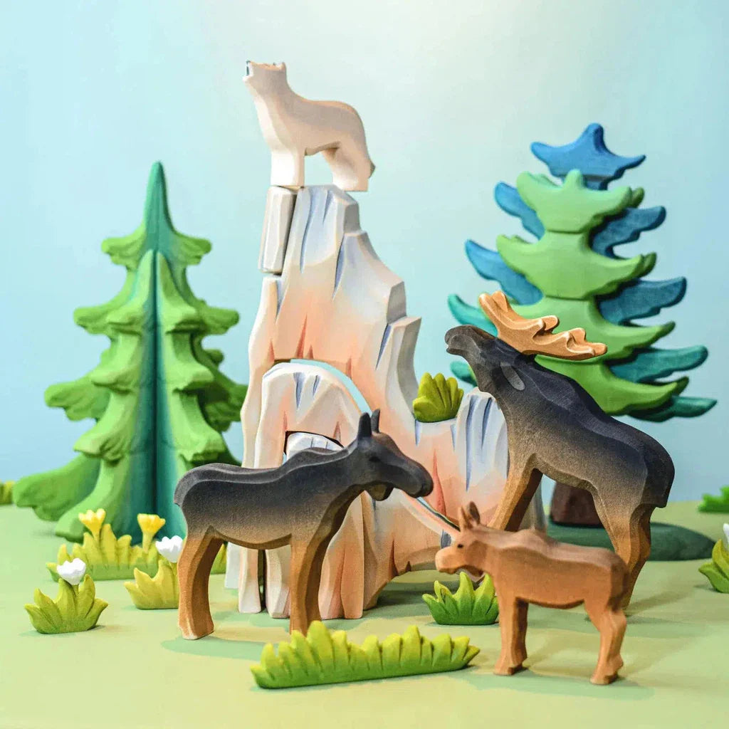 Trefigur Håndlaget Småbarnsvennlig Liten Elgku Bumbu Toys